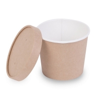 Контейнер бумажный круглый для супа без крыш. 500мл D=100мм Выс:95мм Round Bowl цвет Крафт OSQ (х30/450)