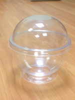Креманка 200мл "Кристалл" Ди прозрачная с крышкой купол (без. отверстия)(192/200)
