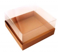 Дно для картонной коробки под торт 240х240х40мм для до 2 кг цвет Бурый/Бурый (х1/25)