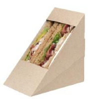 Упаковка для сэндвичей 130х130х40мм Sandwich 40 С окном цвет Крафт/Белый OSQ (х800)