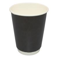 Стакан бумажный 2сл. DW12 , 300/355мл цвет черный матовый Для горячих напитков (х25/500)