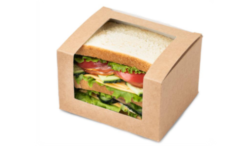 Упаковка для сэндвичей 125х100х70мм Square Cut sandwich box С окном цвет Крафт/Белый OSQ (х300) Упаковка для сэндвичей 125х100х70мм Square Cut sandwich box С окном цвет Крафт/Белый OSQ (х300)