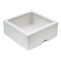 Коробка картонная для капкейков 250х250х100мм для 9 шт. С окном, самосборная цвет Белый (х1/25)