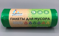 Мешки мусорные 120л 70х110 (50) в рулонах Идеал (зеленые) Россия 