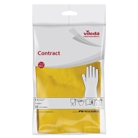Перчатки хозяйственные латекс VILEDA "Контракт" с х/б напылением, размер XL (очень большой), желт Малайзия