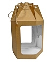 Упаковка для кондитерских изделий 180х155х180мм Картонный мешок с окошками цвет Крафт (х1/25)