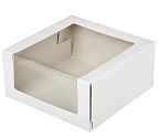 Коробка картонная для торта 225х225х110мм КТ110 С окном, самосборная цвет Белый (х25)