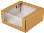 Коробка картонная для торта 225х225х110мм КТ110 С окном цвет Крафт (х1/25)