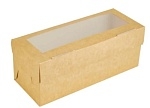 Коробка картонная для кексов, маффинов с ложементом 250х100х100мм ECO Muf 3 для 3 шт. С окном цвет Крафт DoECO (х25/150)