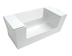 Коробка картонная для пирожных 200х80х80мм С круговым окном, самосборная цвет Белый (х1/25)