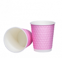Стакан бумажный 2сл 250 (280) мл d=80 мм для горячего Розовый с конгревом Bubbles(х1000)
